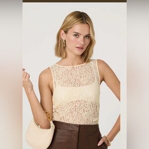 NWT Astr Cream Lace Sleeveless Top